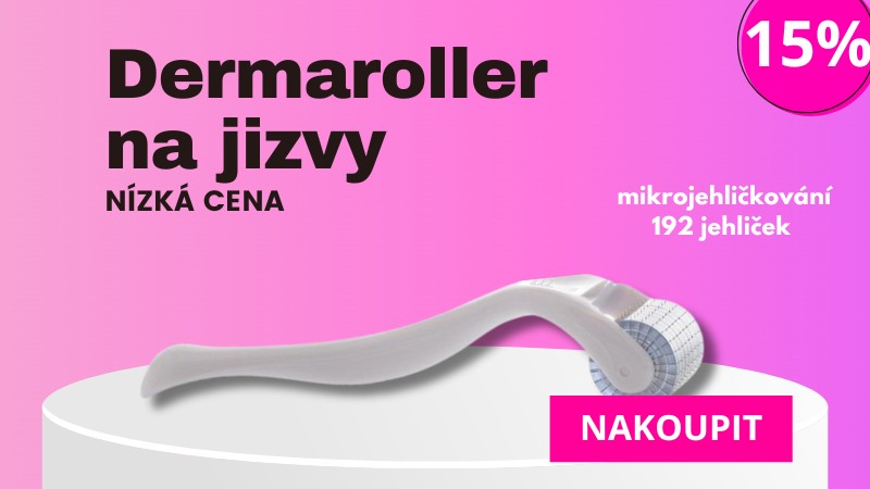 Levný dermaroller na jizvy – 192 jehliček, nízká cena, redukce jizev, 15% sleva.